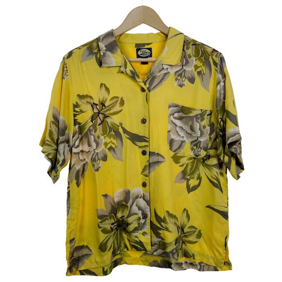 Tommy Bahama Washable Silk Tropical Button Down Shirt Yellow Mens Size S - Picture 1 of 6